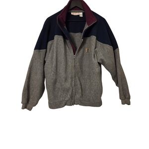Bugle Boy Company Fleece Jacket Full Zip Gray‎ Navy Men's Outerwear